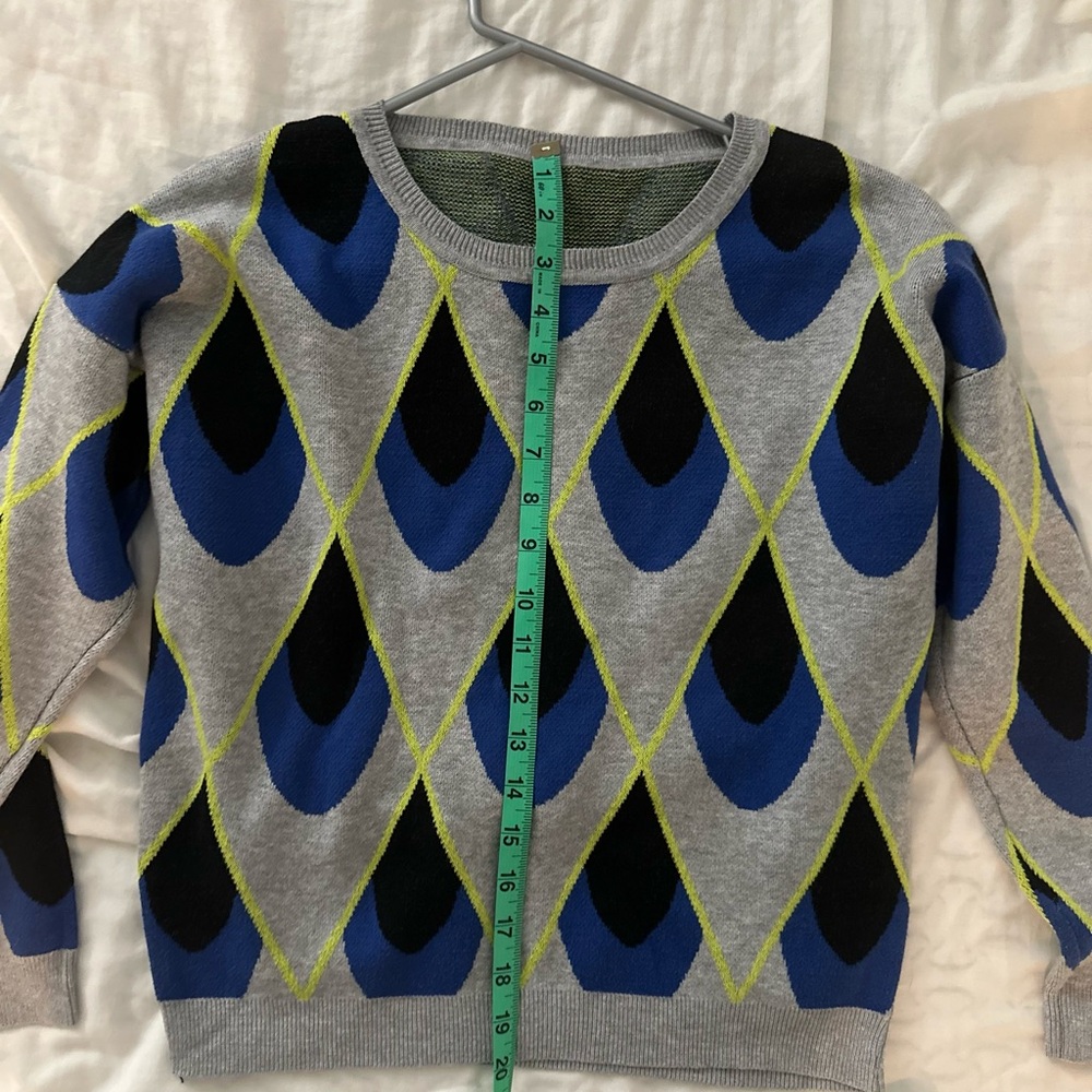 Geometric Pattern Sweater in Blue and Black - Fits Size 2-4